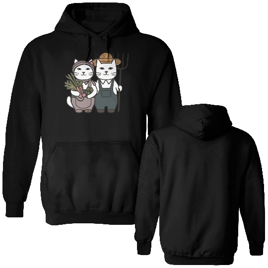 Farmer Cat Feline Couple Double Sided Hoodies