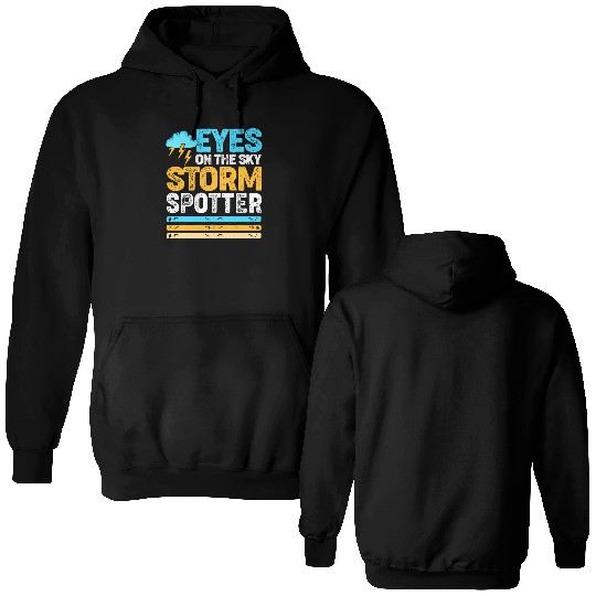 Retro Meteorologist Eyes On The Sky Strom Spotter Double Sided Hoodies