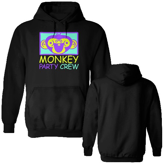 Monkey Chimpanzee Party Animals Crew Team Friends Double Sided Hoodies