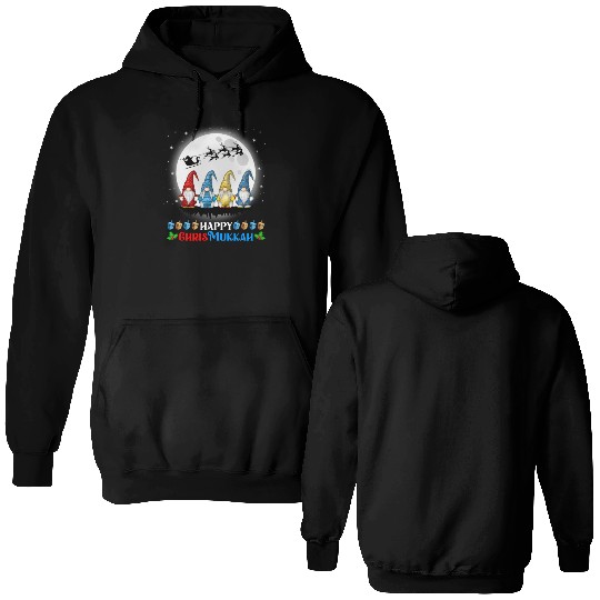 Happy Chrismukkah Gnomes Christmas Hanukkah Double Sided Hoodies