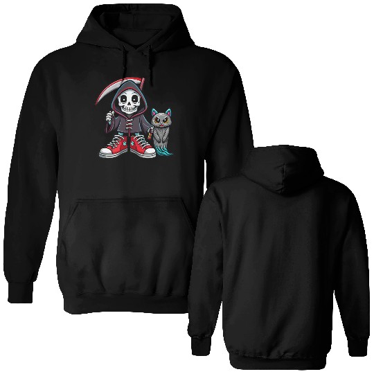 A colorful cartoon death skeleton Double Sided Hoodies