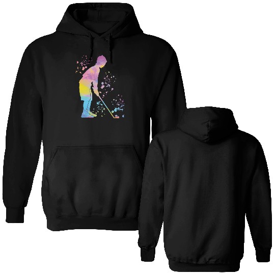 Golfer Colorsplash Kids Miniature Golf Double Sided Hoodies