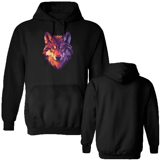 Floral Wolf Vintage Flowers Wolf Face for Wolves Double Sided Hoodies
