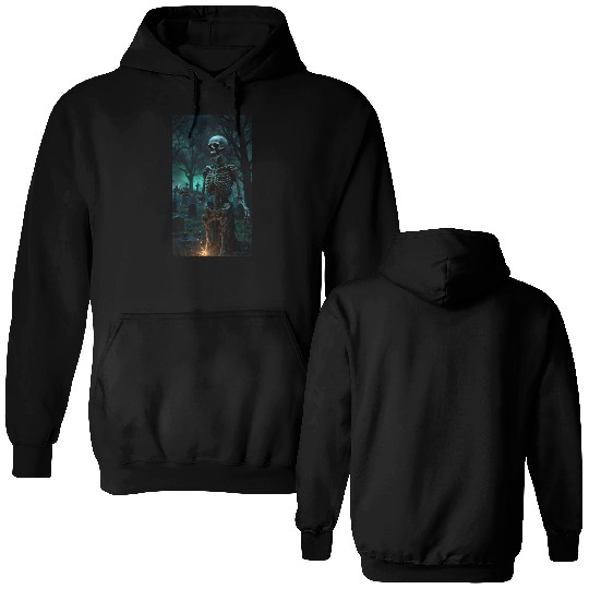 Rising Skeleton in the Graveyard Double Sided Hoodies