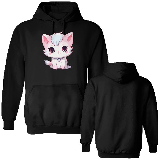 Anime kawaii kitty, cute cat and neko Double Sided Hoodies