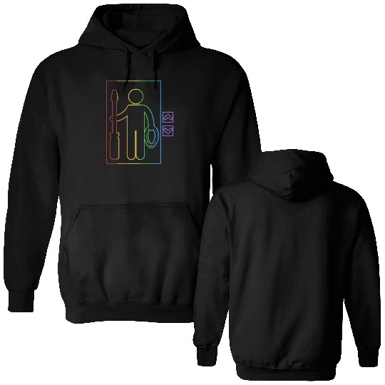 Elevator LGBT Rainbow Repair Inspector Elevator Double Sided Hoodies