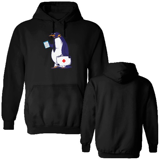 Penguin Doctor, Penguin Famila, funny penguin Double Sided Hoodies