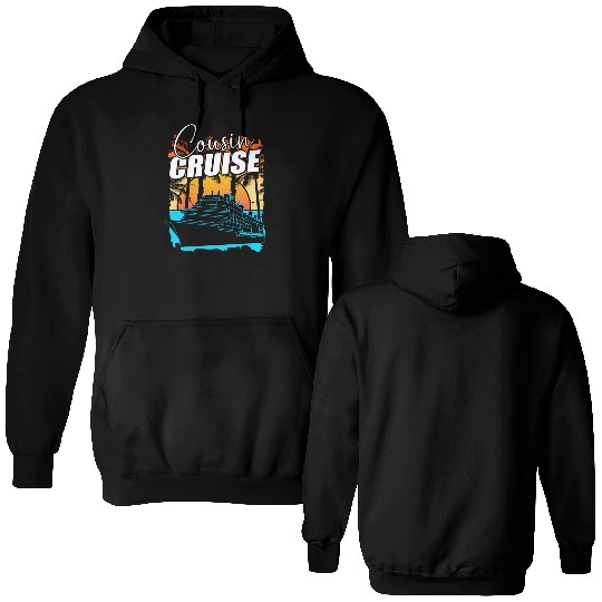 Retro Summer Tropical Beach Vacation Cousin Cruise Double Sided Hoodies