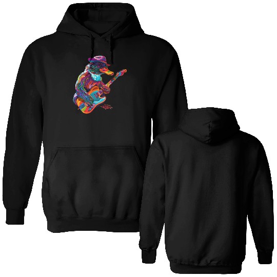 Platypus Mammal Guitar Cowboy Hat Popart Double Sided Hoodies
