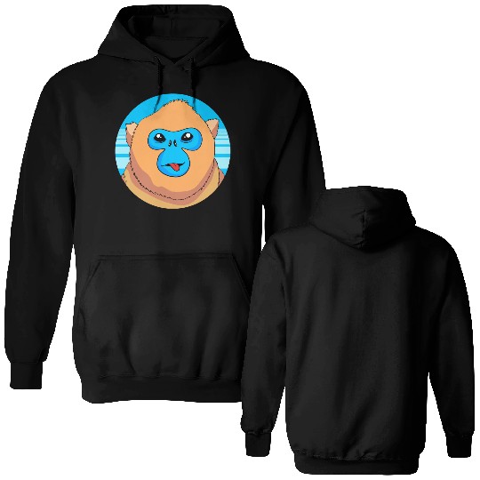 Monkey Lover Cute Snub Nosed Monkey Face Double Sided Hoodies