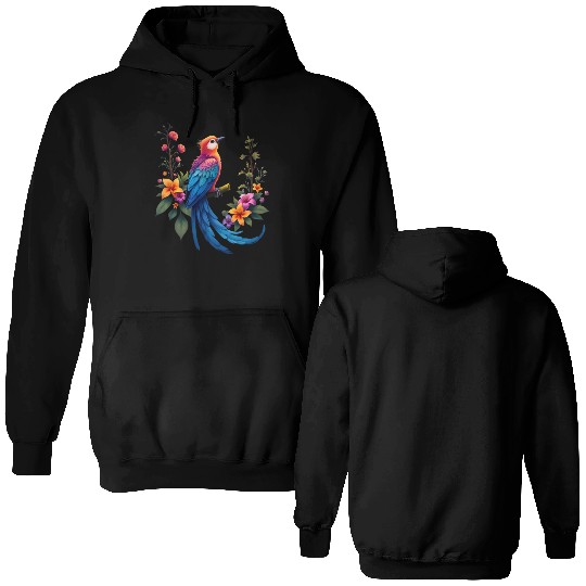 Fantastical Bird Of Paradise Painting Double Sided Hoodies