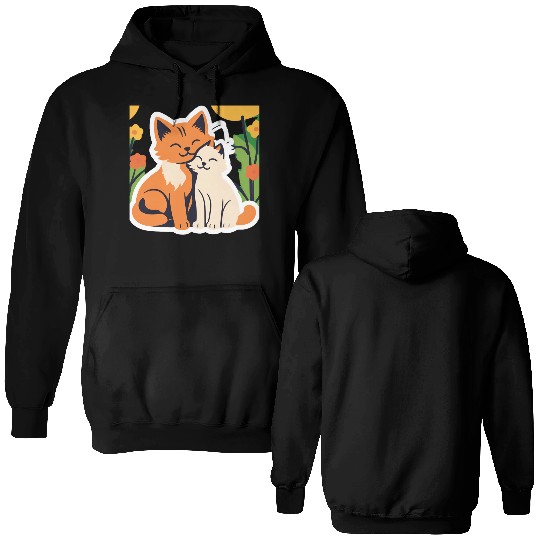 3d cat dou sweet and joyful Double Sided Hoodies