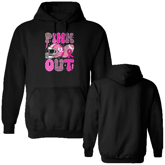 Pink Out Breast Cancer Football Mom Girls Women Double Sided Hoodies