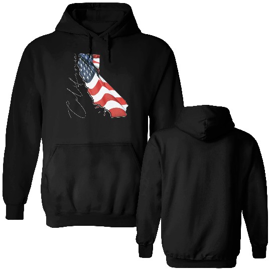 USA Flag in California State Map CA Double Sided Hoodies