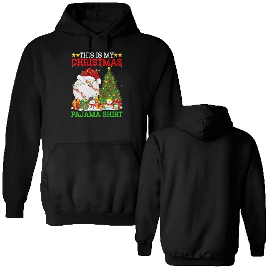 Baseball Christmas Tree Lights Double Sided Hoodies