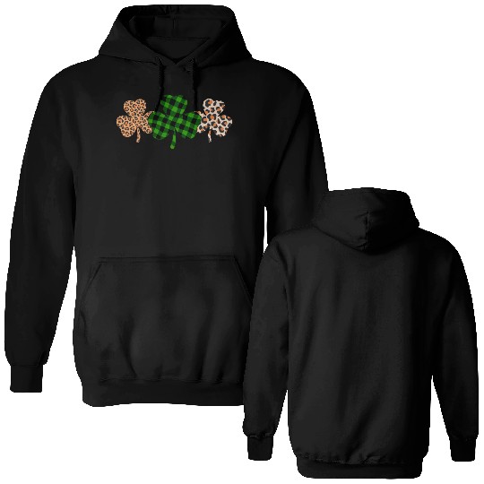 St Patricks Day Lucky Irish Green Plaid Shamrock Double Sided Hoodies