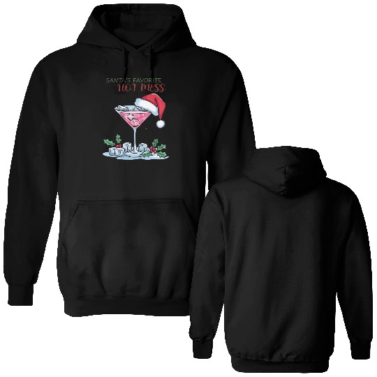 Santa Favorite Hot Mess, Merry Christmas Double Sided Hoodies