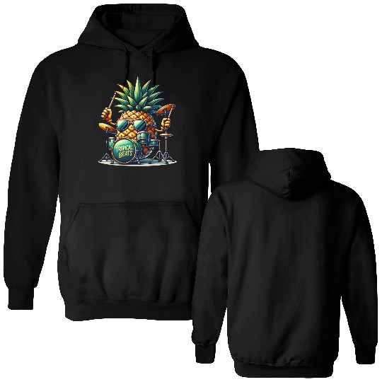 Tropical Beats Pineapple Drummer Vibe Double Sided Hoodies