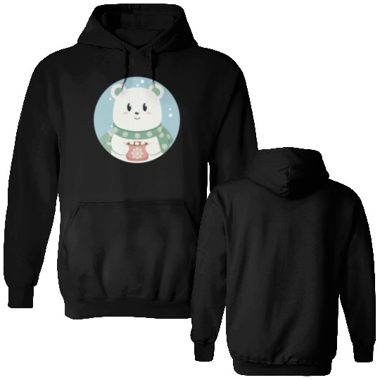 Cute polar bear in Christmas mood Double Sided Hoodies