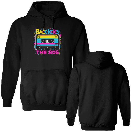 Back to the 80s Retro Cassette Tape Design - Vinta Double Sided Hoodies