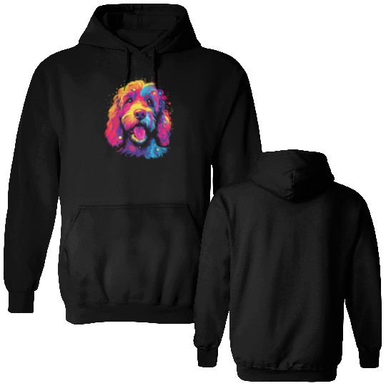 Watercolor Colorful Labradoodle Double Sided Hoodies