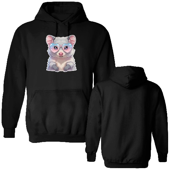 Opossum with glasses Double Sided Hoodies