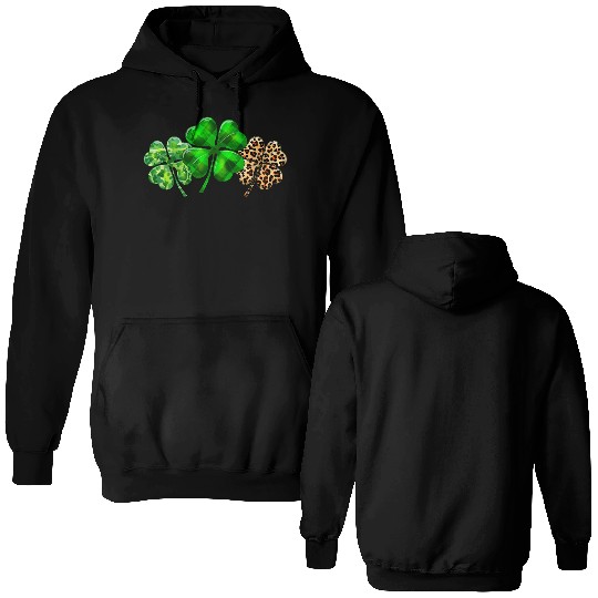 Plaid Shamrock Leopard Camouflage St Patricks Day Double Sided Hoodies
