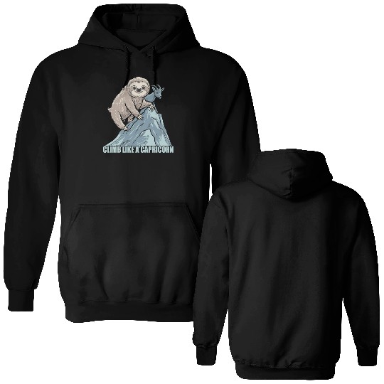 Climb Like A Capricorn Zodiac Sloth Adventure Double Sided Hoodies