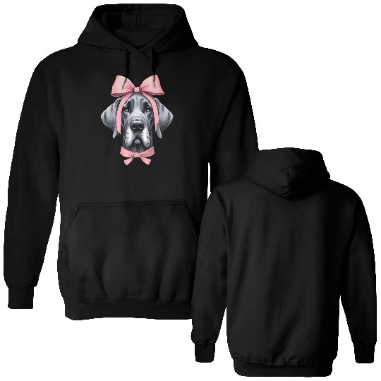 Coquette Bow Great Dane Dog Mom Pink Ribbon Cute Double Sided Hoodies