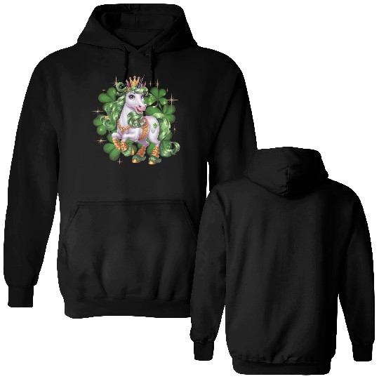 St. Patrick's Day Unicorn Funny Lucky Unicorn Double Sided Hoodies