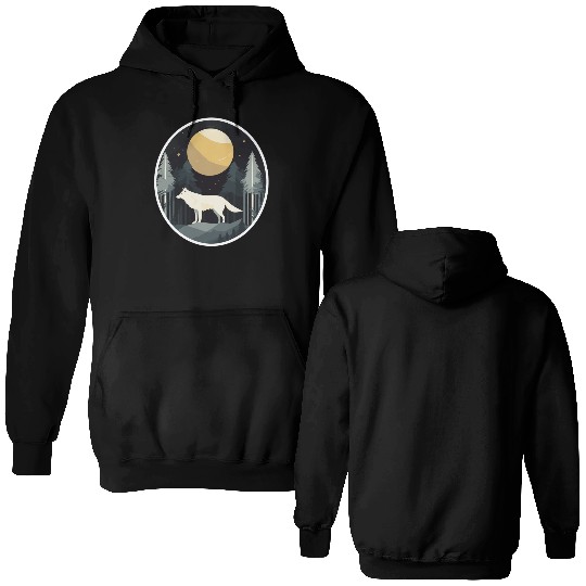 Lone Wolf Under Moonlit Sky Double Sided Hoodies