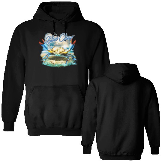 Bass Fishing Blue Claw Crab Double Sided Hoodies