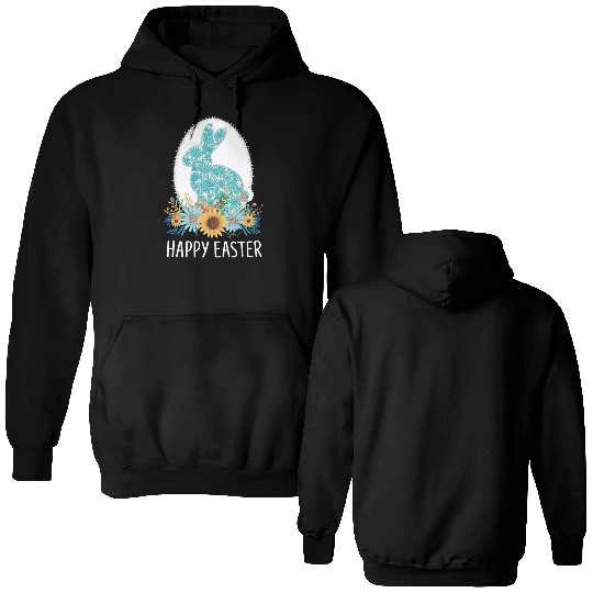 Happy Easter Day Bunny Eggs Hunter Squad Flower Double Sided Hoodies