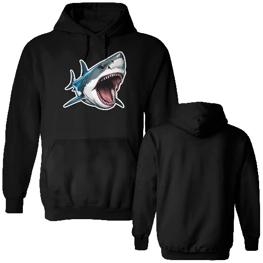 Big White Shark Attack Double Sided Hoodies