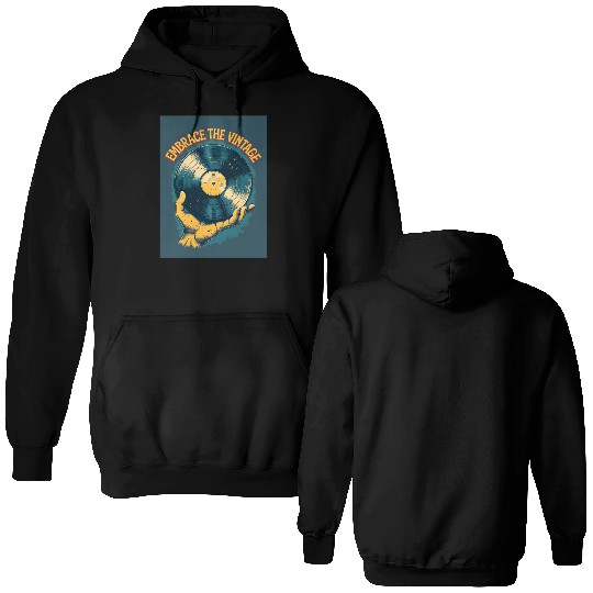 Retro Vinyl Record Held Double Sided Hoodies