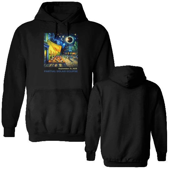 Partial Solar Eclipse Night Scene Art September Double Sided Hoodies