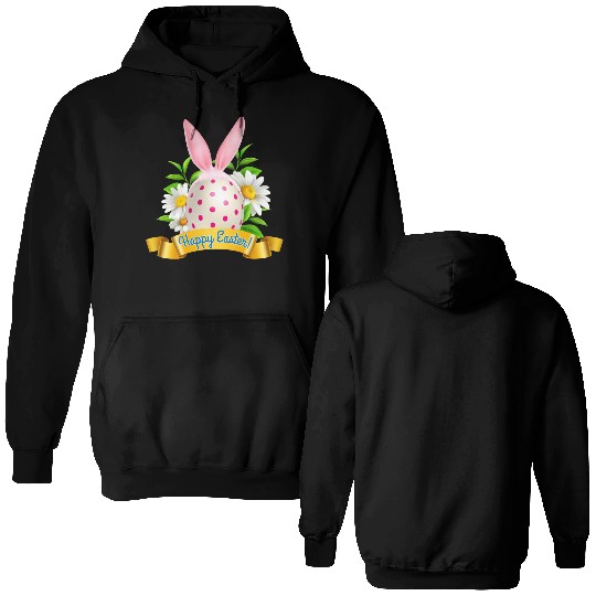 Happy Easter Double Sided Hoodies with Bunny Ears and Egg