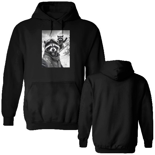 Feral Racoon Ice Cream Raccoon Selfie Double Sided Hoodies