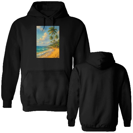 Tropical Serenity – Peaceful Beach Landscape Art Double Sided Hoodies