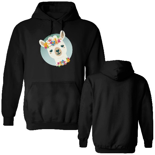 Floral Alpaca with Wreath – Cheerful Summer Motif Double Sided Hoodies