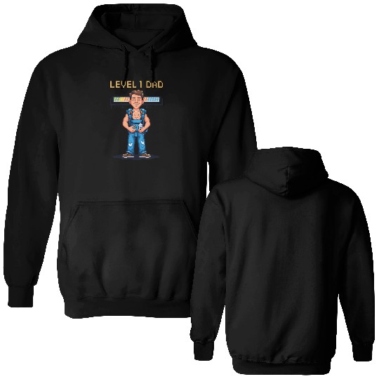 Funny Retro Gamer Dad Pixel Art Father's Day Gift Double Sided Hoodies