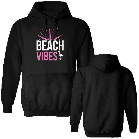 Pink Beach Vibes Quote Design Double Sided Hoodies
