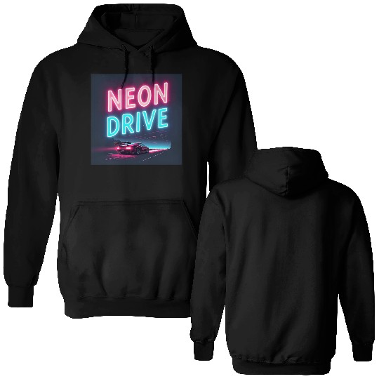 Neon Drive - Retro Synthwave Design Double Sided Hoodies