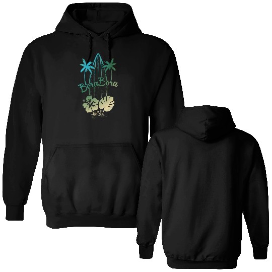Bora Bora Surf Paradise Tropical Island Vacation Double Sided Hoodies