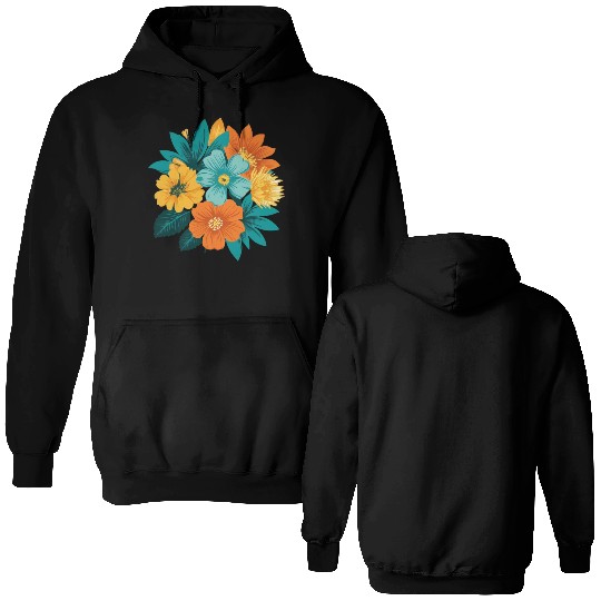 Vibrant Floral Bouquet Illustration Double Sided Hoodies
