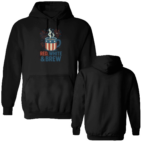 Red White Brew Patriotic Coffee Mug USA Funny Double Sided Hoodies