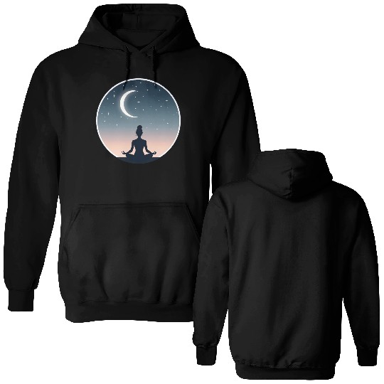 Moonlit Yoga Pose Double Sided Hoodies