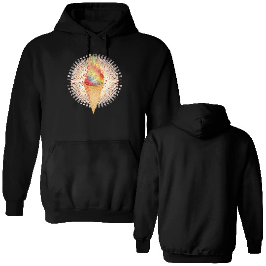 Artfully decorated ice cream in a waffle cone Double Sided Hoodies