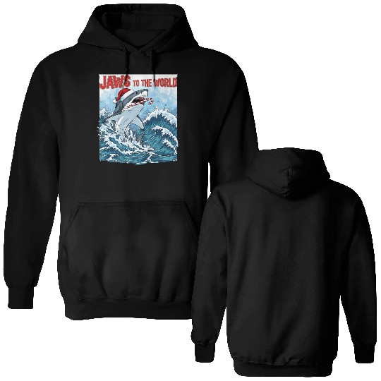 Jaws to the World – Christmastime Shark Attack Double Sided Hoodies