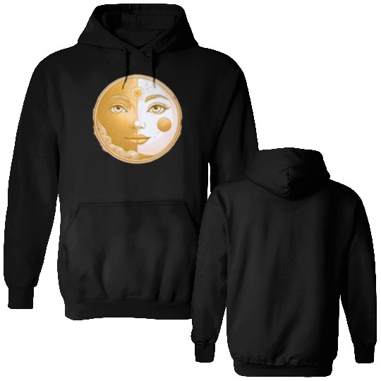 Celestial  Lunar Sun Face Art Double Sided Hoodies